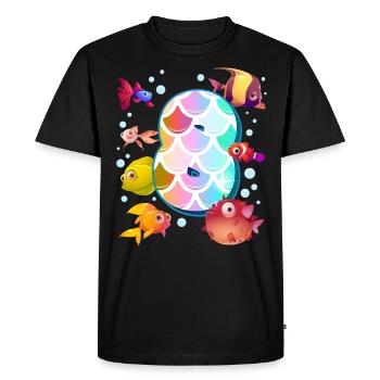 8e anniversaire | Rainbow Fish Anniversaire | - T-shirt Premium bio Homme - noir - Devant - Nico (187cm)