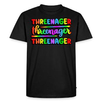 Threenager Kid 3ème anniversaire Spectre arc-en-ciel - T-shirt Premium bio Homme - noir - Devant - Nico (187cm)
