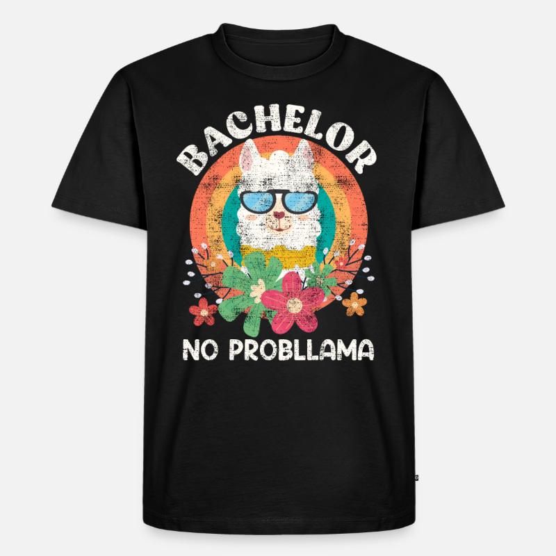 Bachelor Abschluss NO Probllama - Männer Premium Bio T-Shirt - Schwarz