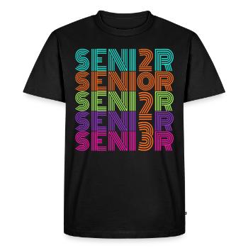 Rétro Vintage Neon Senior 2023 | Cadeau Senior High - T-shirt Premium bio Homme - noir - Devant - Nico (187cm)