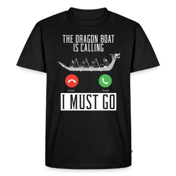 Le bateau-dragon appelle, je dois aller pagayer - T-shirt Premium bio Homme - noir - Devant - Nico (187cm)