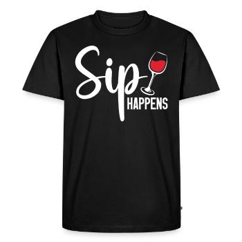 Sirotation Happens Wine Lover Gift | Chemise buveur de vin - T-shirt Premium bio Homme - noir - Devant - Nico (187cm)