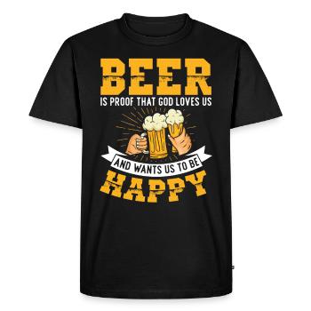 La bière est la preuve que Dieu nous aime | - T-shirt Premium bio Homme - noir - Devant - Nico (187cm)