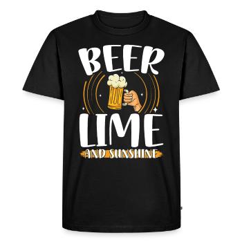 Bière citron vert et soleil | Amateurs de bière - T-shirt Premium bio Homme - noir - Devant - Nico (187cm)