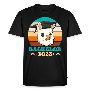 Student Bachelor 2023 Alpaca Bachelor's Degree - Men's Premium Organic T-Shirt - black - Front - Nico (187cm)