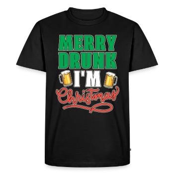 Merry Drunk I'm Christmas Xmas Yulitede Nativity Scene - Men's Premium Organic T-Shirt - black - Front - Nico (187cm)