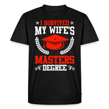 Survécu Ma femme a une maîtrise - T-shirt Premium bio Homme - noir - Devant - Nico (187cm)