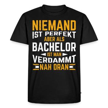 No one is perfect but a bachelor's degree - Men's Premium Organic T-Shirt - black - Front - Nico (187cm)