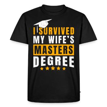 Survécu Ma femme a une maîtrise - T-shirt Premium bio Homme - noir - Devant - Nico (187cm)