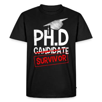 Ph.D J’ai survécu J’ai un doctorat - T-shirt Premium bio Homme - noir - Devant - Nico (187cm)