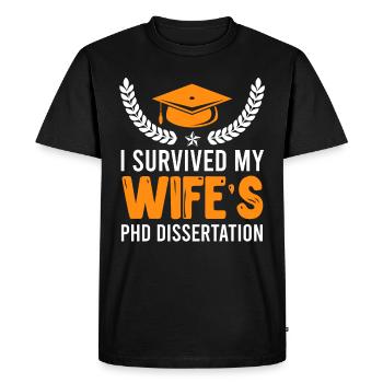 My wife's doctoral thesis survives doctorate - Men's Premium Organic T-Shirt - black - Front - Nico (187cm)