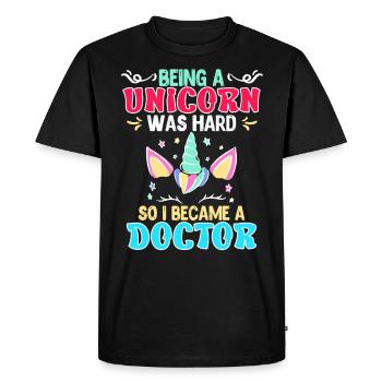 Être une licorne était difficile Docteur Doctorat - T-shirt Premium bio Homme - noir - Devant - Nico (187cm)
