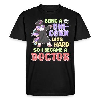 Être une licorne était difficile Docteur Doctorat - T-shirt Premium bio Homme - noir - Devant - Nico (187cm)