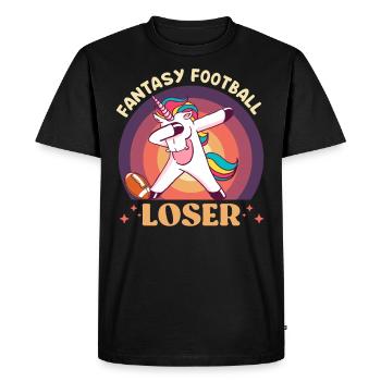 Fantasy Football Perdant Licorne Fantasy Football - T-shirt Premium bio Homme - noir - Devant - Nico (187cm)