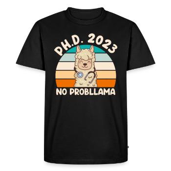 PhD Graduated 2023 No Probllama PhD Doctoral Degree - Men's Premium Organic T-Shirt - black - Front - Nico (187cm)