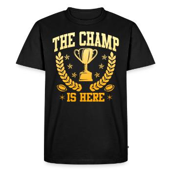 Le Fantasy Football Champion est arrivé - T-shirt Premium bio Homme - noir - Devant - Nico (187cm)