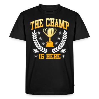 Le Fantasy Football Champion est arrivé - T-shirt Premium bio Homme - noir - Devant - Nico (187cm)
