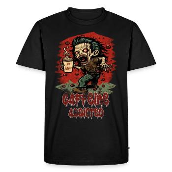 Caffeine addict Zombie No morning person - Men's Premium Organic T-Shirt - black - Front - Nico (187cm)