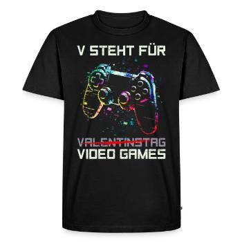 V stands for Video Games not Valentine's Day - Men's Premium Organic T-Shirt - black - Front - Nico (187cm)