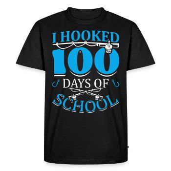 J’ai accroché 100 jours d’école Fischer hameçon - T-shirt Premium bio Homme - noir - Devant - Nico (187cm)