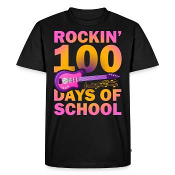 Rockin 100 jours d’école Guitariste Musicien - T-shirt Premium bio Homme - noir - Devant - Nico (187cm)