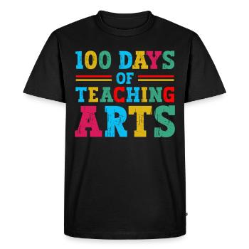 100 jours de cours d’art en classe - T-shirt Premium bio Homme - noir - Devant - Nico (187cm)