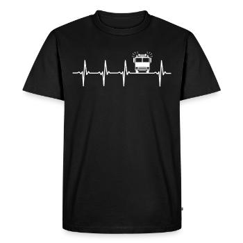 Firefighter heartbeat fire engine - Men's Premium Organic T-Shirt - black - Front - Nico (187cm)