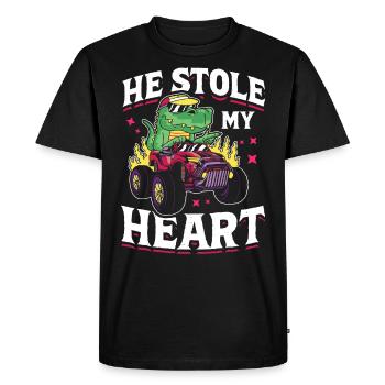Il a volé mon camion de dinosaure de cœur - T-shirt Premium bio Homme - noir - Devant - Nico (187cm)