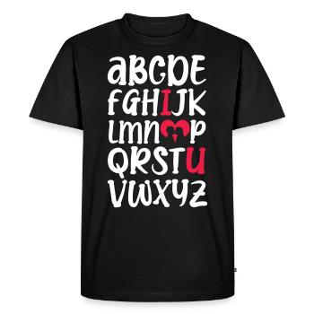 Alphabet de l’amour romantique Saint-Valentin - T-shirt Premium bio Homme - noir - Devant - Nico (187cm)