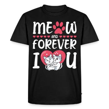 Miaou et pour toujours je te cœur Saint-Valentin - T-shirt Premium bio Homme - noir - Devant - Nico (187cm)