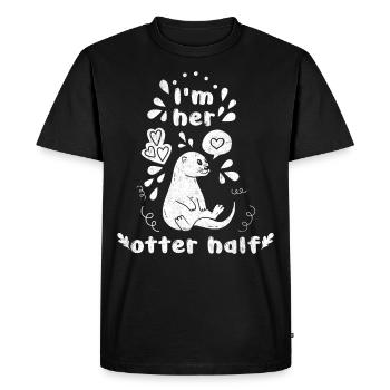 Je suis sa loutre aidée Douce Saint-Valentin - T-shirt Premium bio Homme - noir - Devant - Nico (187cm)