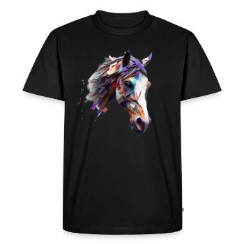 Mosaic design of the horse's head - Men's Premium Organic T-Shirt - black - Front - Nico (187cm)