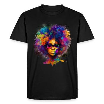 Afro Hair Afro American African Woman - Men's Premium Organic T-Shirt - black - Front - Nico (187cm)