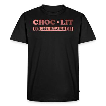 Choc-lit Noir Couleur de peau foncée Mélanine Afrique - T-shirt Premium bio Homme - noir - Devant - Nico (187cm)