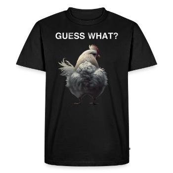 Devine quoi? Drôle de poulet disant poulets fermiers - T-shirt Premium bio Homme - noir - Devant - Nico (187cm)