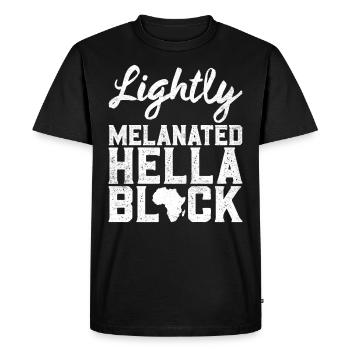 Noir Couleur de peau foncée 100% mélanine Afrique - T-shirt Premium bio Homme - noir - Devant - Nico (187cm)
