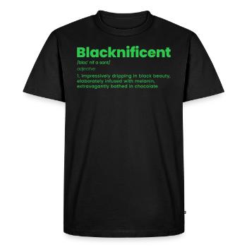 Blacknificient couleur de peau foncée Amérique Afrique - T-shirt Premium bio Homme - noir - Devant - Nico (187cm)