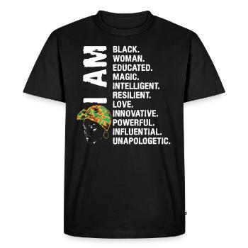 I am Black History Black Woman African Woman - Men's Premium Organic T-Shirt - black - Front - Nico (187cm)