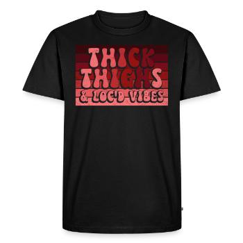 Cuisses épaisses et Loc d Vibes Femme Africaine - T-shirt Premium bio Homme - noir - Devant - Nico (187cm)