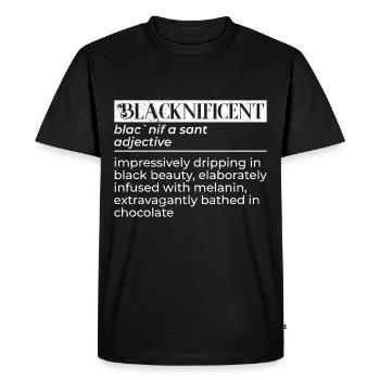 Blacknificient Afro fier couleur de peau foncée Afrique - T-shirt Premium bio Homme - noir - Devant - Nico (187cm)