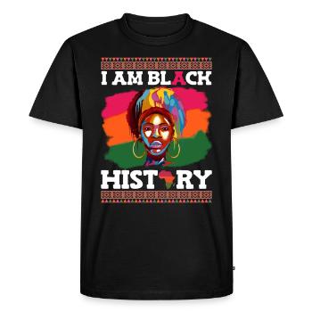 I am Black History Black Woman African Woman - Men's Premium Organic T-Shirt - black - Front - Nico (187cm)