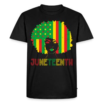 Juneteenth Independence America African Woman - T-shirt Premium bio Homme - noir - Devant - Nico (187cm)