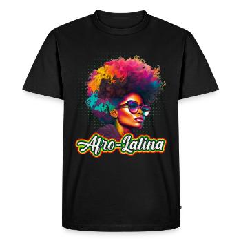 Afro Cheveux Afro Latina Femme Africaine - T-shirt Premium bio Homme - noir - Devant - Nico (187cm)