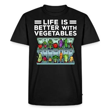 Médecine au bonheur dose quotidienne de légumes - T-shirt Premium bio Homme - noir - Devant - Nico (187cm)