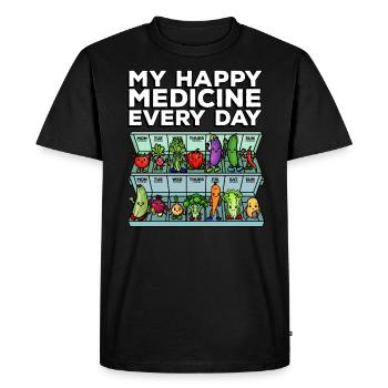 Médecine au bonheur dose quotidienne de légumes - T-shirt Premium bio Homme - noir - Devant - Nico (187cm)
