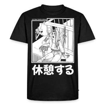 Victoria takes a break - Men's Premium Organic T-Shirt - black - Front - Nico (187cm)