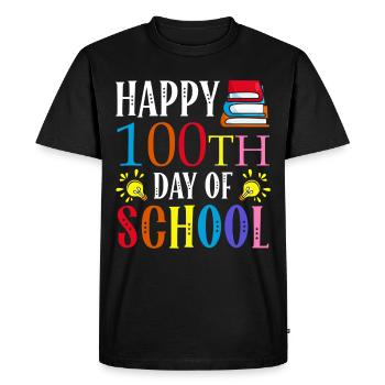 Joyeux 100e jour d’école Livres de devoirs - T-shirt Premium bio Homme - noir - Devant - Nico (187cm)