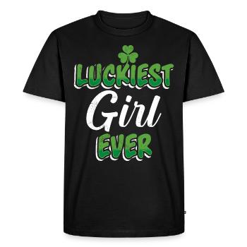 La Saint-Patrick dit la fille la plus chanceuse de tous les temps - T-shirt Premium bio Homme - noir - Devant - Nico (187cm)