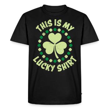 Ma chemise porte-bonheur trèfle St Patrick - T-shirt Premium bio Homme - noir - Devant - Nico (187cm)