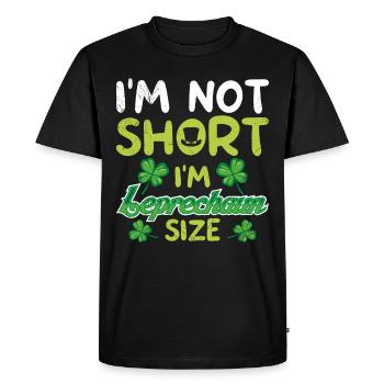 Not small Leprechaun Size St Patrick's Day - Men's Premium Organic T-Shirt - black - Front - Nico (187cm)